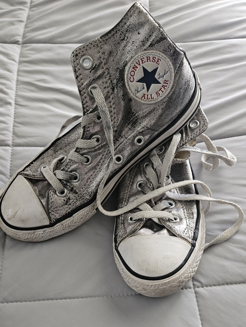 Converse Kids Metallic Silver High-Top Sneakers